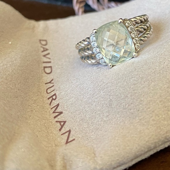 David Yurman ring/Petite Wheaton® Ring with Prasiolite and Pavé Diamonds - Picture 9 of 13